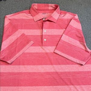 johnnie-O polo button up pink golf shirt, size large.